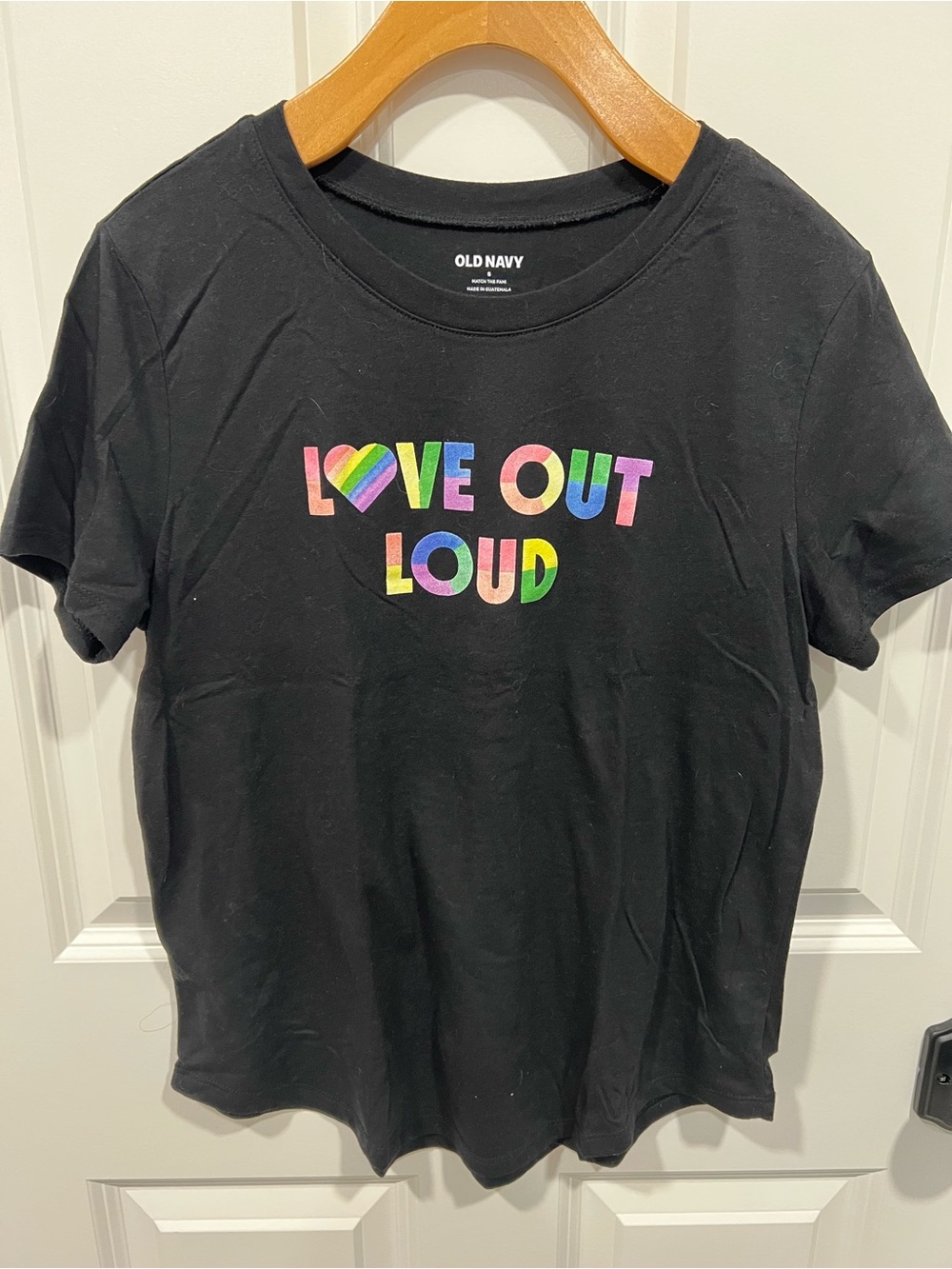 Old Navy Black Kids Short-Sleeve Tee with Rainbow "Love Out Loud" Graphic